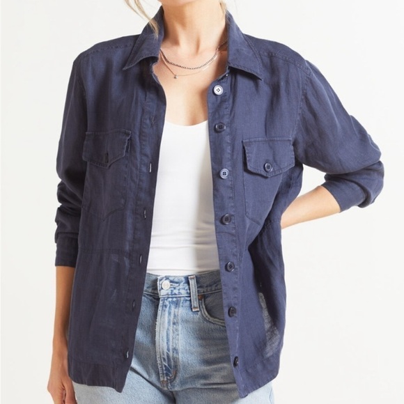 Michael Stars Whitney Linen Shacket SZ Med - Picture 1 of 5